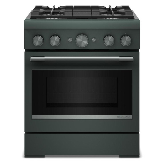 Cuisinière bicombustible de style commercial à 4 brûleurs avec mode de friture à air sans préchauffage KitchenAid® de 30 po KFDS930SJP