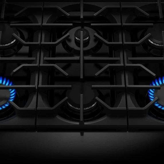 Cuisinière au gaz de style commercial à 6 brûleurs avec mode de friture à air sans préchauffage KitchenAid® de 36 po KFGS936SJP