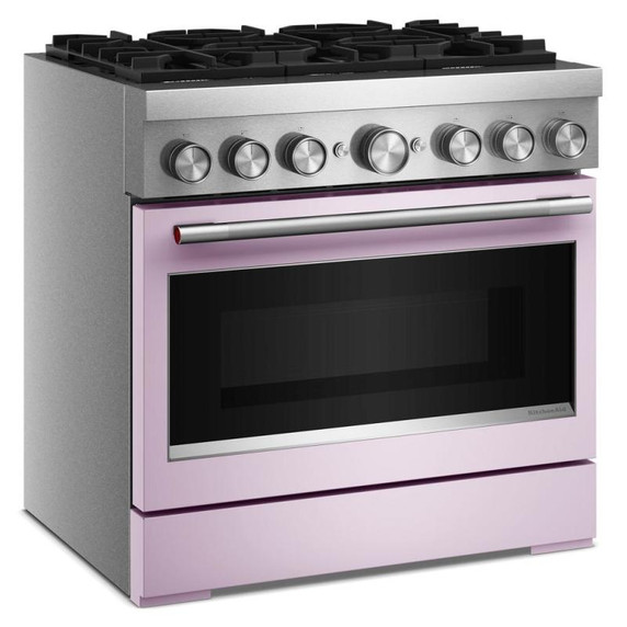 Kitchenaid® Cuisinière bicombustible de style commercial à 6 brûleurs avec mode de friture à air sans préchauffage de 36 po KFDS936SWF