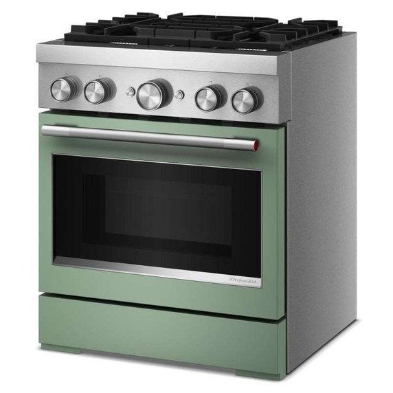 Kitchenaid® Cuisinière bicombustible de style commercial à 4 brûleurs avec mode de friture à air sans préchauffage de 30 po KFDS930SDC