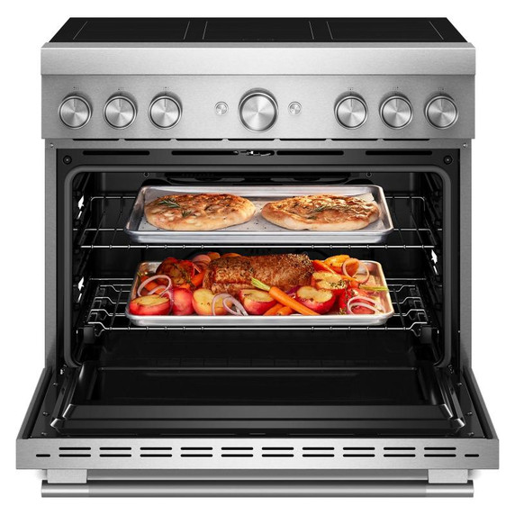Cuisinière à induction non encastrée de style commercial à 6 éléments avec friture à air KitchenAid® de 36 po KFIS936SSS