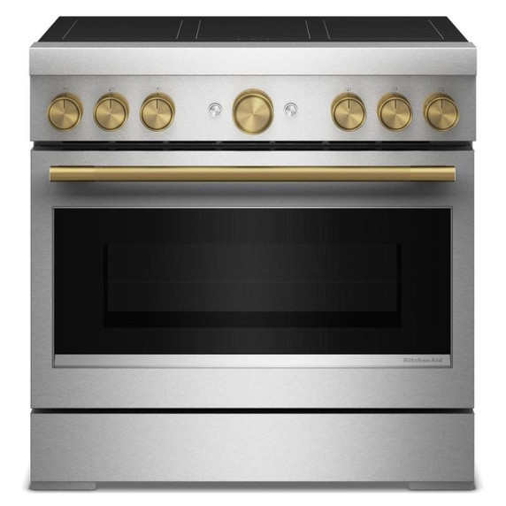 Cuisinière à induction non encastrée de style commercial à 6 éléments avec friture à air KitchenAid® de 36 po KFIS936SSS