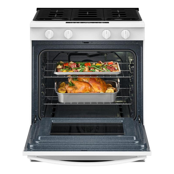 Whirlpool® Cuisinière au gaz intelligente avec technologie de cuisson à air et nettoyage à la vapeur de 30 po WSGS4530TW