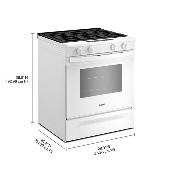 Whirlpool® Cuisinière au gaz intelligente avec technologie de cuisson à air et nettoyage à la vapeur de 30 po WSGS4530TW