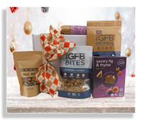 A gorgeous holiday gift box filled with healthy goodies