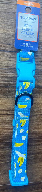Top Paw Medium adjustable Blue with Banana dog collar Top Paw Medium adjustable Blue with Banana dog collar