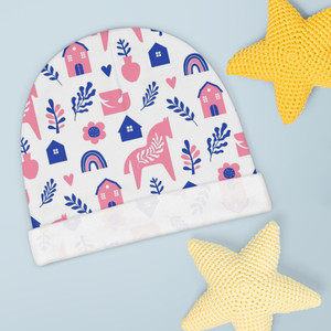 Whimsical Baby Beanie with Charming Floral and Animal Patterns Whimsical Baby Beanie with Charming Floral and Animal Patterns