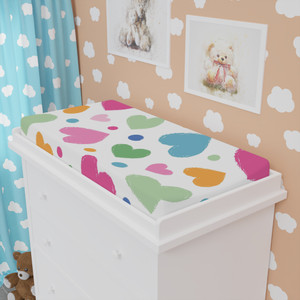 Colorful Hearts Baby Changing Pad Cover – Soft & Stylish Nursery Accessory Colorful Hearts Baby Changing Pad Cover – Soft & Stylish Nursery Accessory