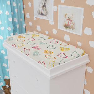 Colorful Heart Baby Changing Pad Cover - Soft & Stylish Nursery Accessory Colorful Heart Baby Changing Pad Cover - Soft & Stylish Nursery Accessory
