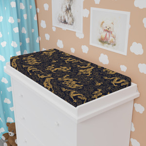 Elegant Dragon Print Baby Changing Pad Cover - Stylish Nursery Décor Elegant Dragon Print Baby Changing Pad Cover - Stylish Nursery Décor