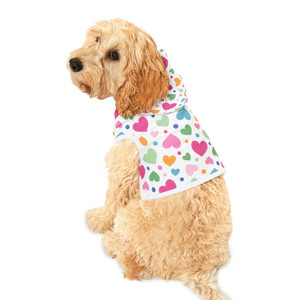 Colorful Heart Print Pet Hoodie – Cute & Cozy Dog Apparel for Loveable Pups Colorful Heart Print Pet Hoodie – Cute & Cozy Dog Apparel for Loveable Pups