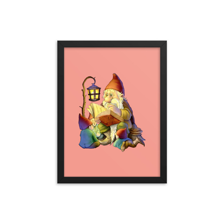 Grandpa Gnome Reading Framed poster