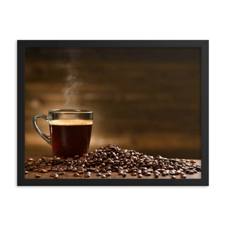 Bistro Coffee With Coffee Beans Framed poster