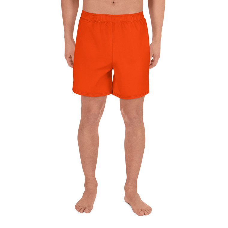 Orange Red Men's Athletic Long Shorts