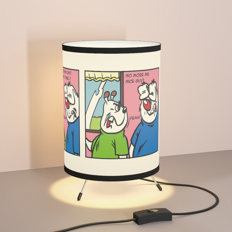 Two Dogs Looking Out Of A Window Comic Tripod Lamp with High-Res Printed Shade, US\CA plug