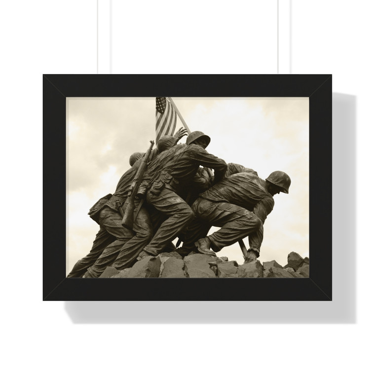 Flag Raising At Iwo Jima Framed Horizontal Poster