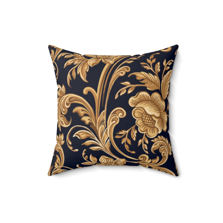 Bronze Victorian Floral Design Spun Polyester Square Pillow