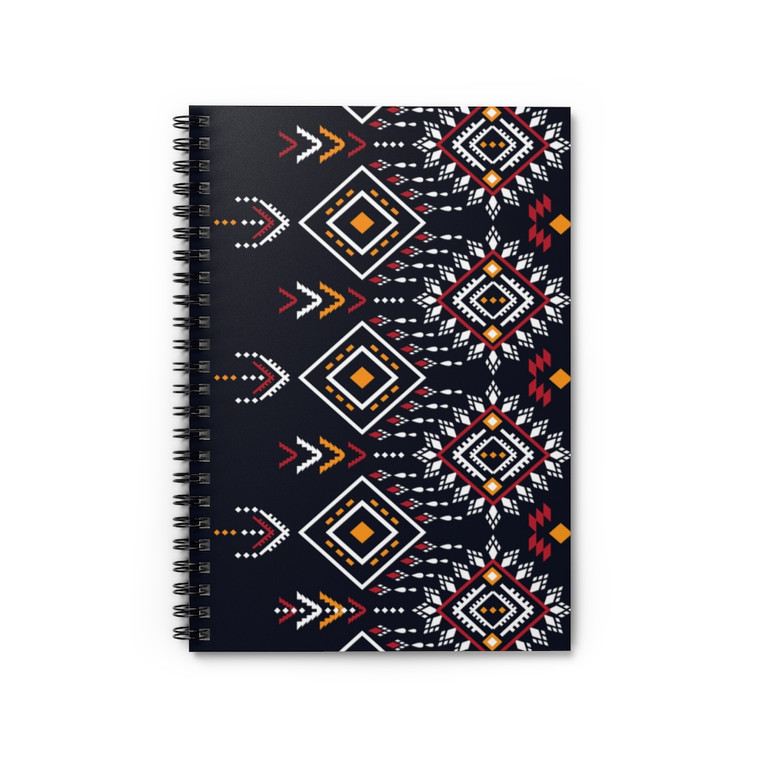 Native American Design With Black Background Spiral Notebook - Ruled Line