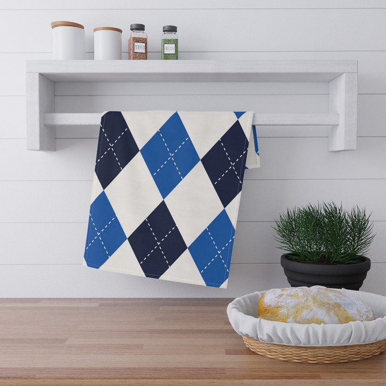 Black And Blue Argyle Kitchen Towel