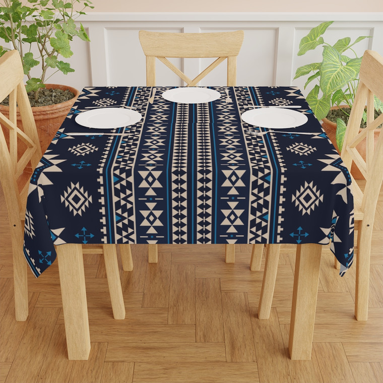 Blue Traditional Aztec Design Tablecloth