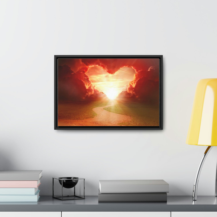 Heart Shaped Sunset Gallery Canvas Wraps, Horizontal Frame