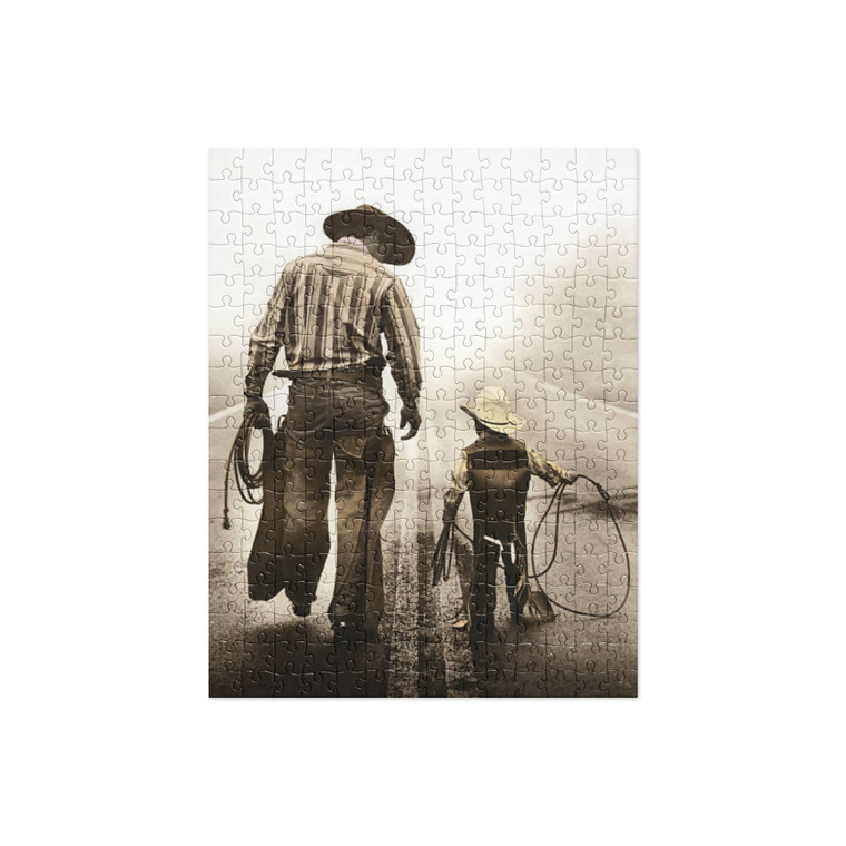 Cowboy With His Young Buckaroo Jigsaw puzzle
