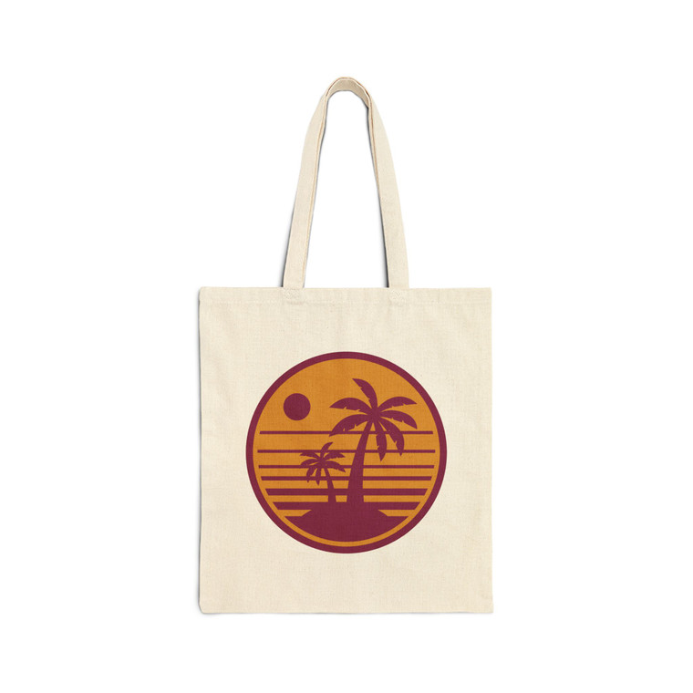Vintage Sunset Palm Tree Cotton Canvas Tote Bag - Beach, Travel, Eco-Friendly