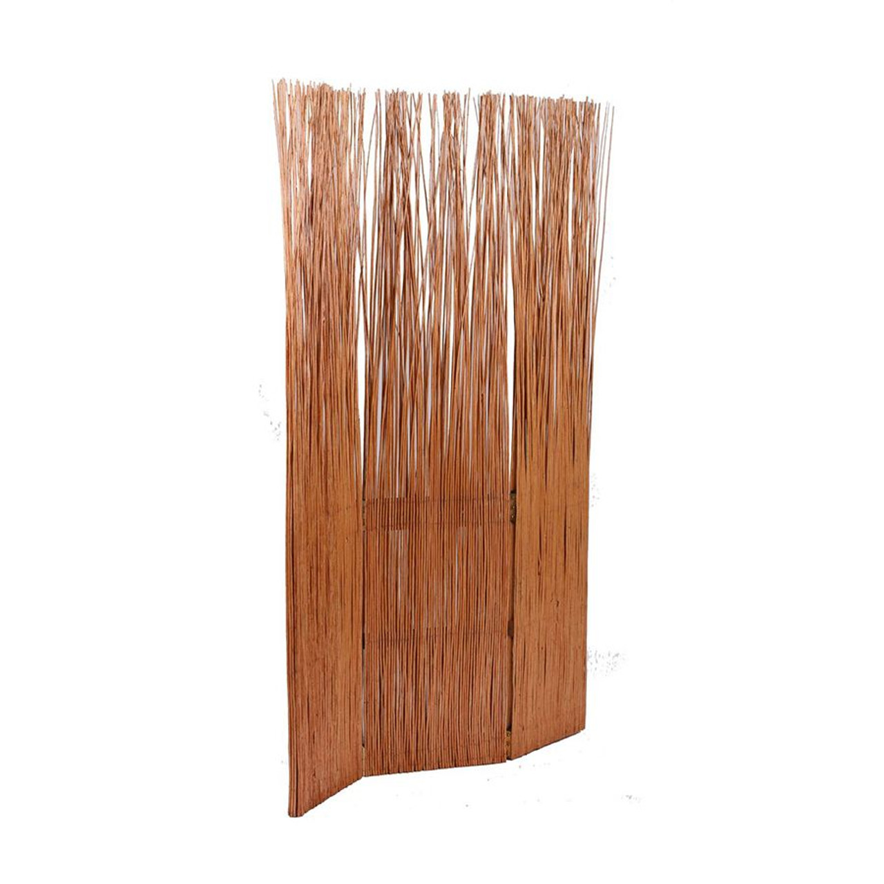 3 Panel Willow Wood Room Divider, Honey Color