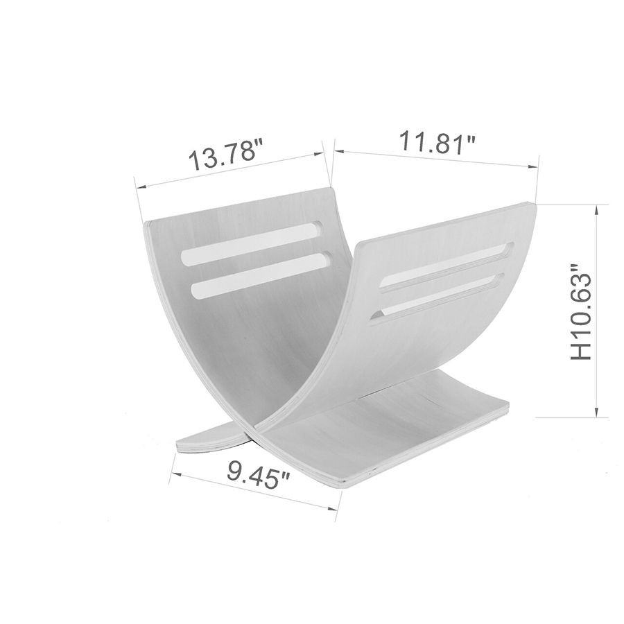 Solid Wood Magazine Holder, White Color