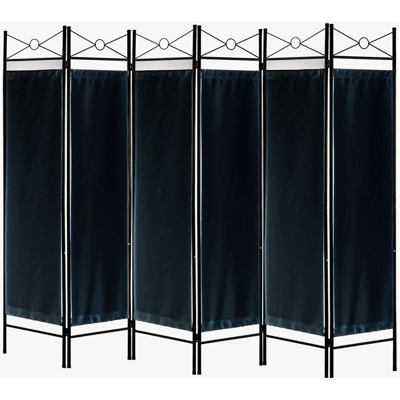 Metal Room Divider Privacy Screen with Removable Fabric  Black Color