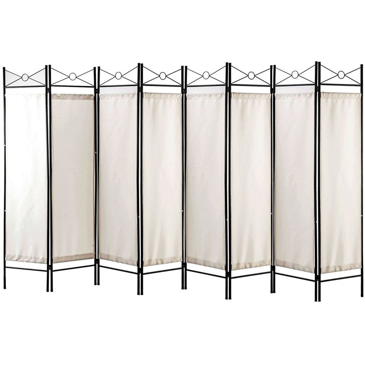 Metal Room Divider Privacy Screen with Removable Fabric White Color