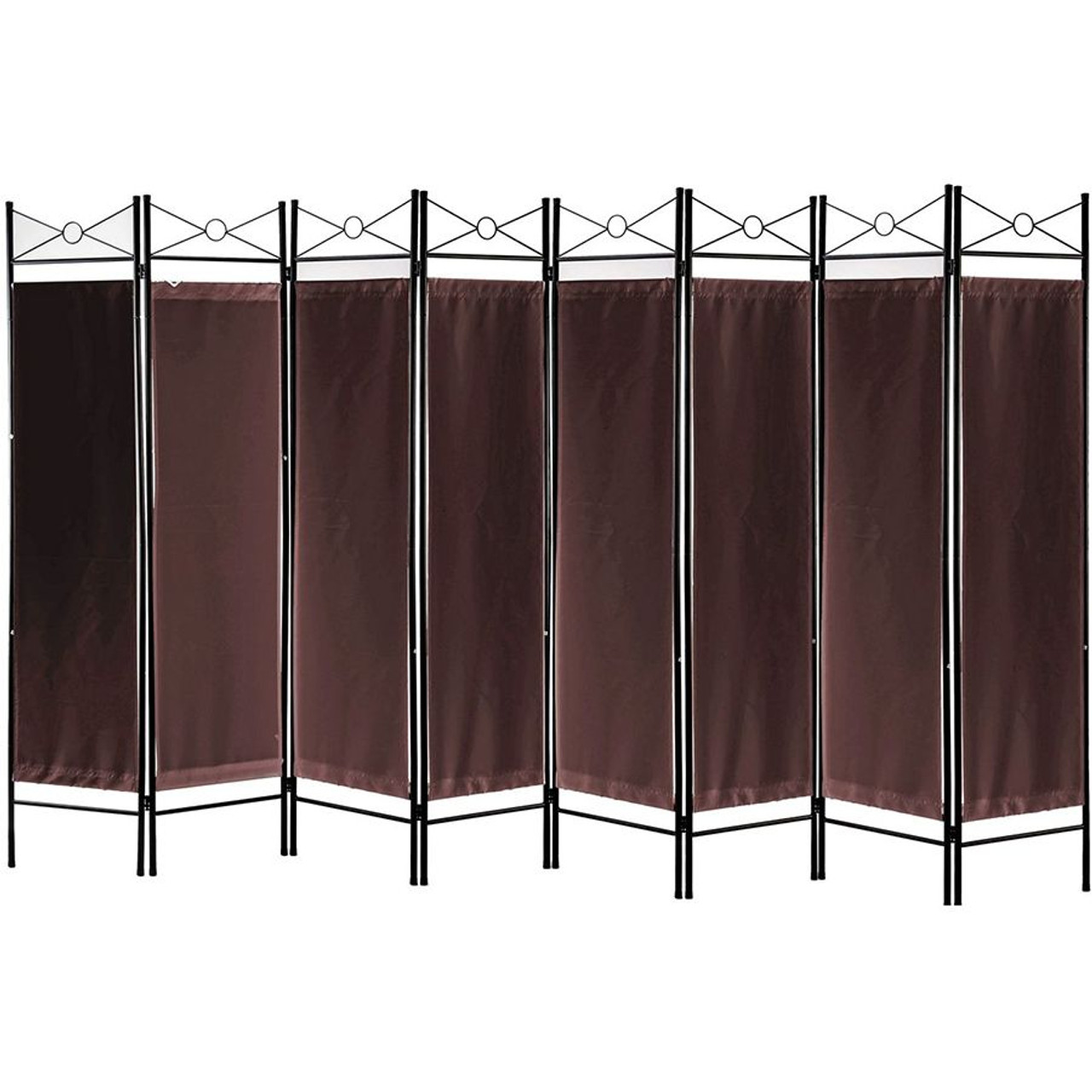 Metal Room Divider Privacy Screen with Removable Fabric  Brown Color