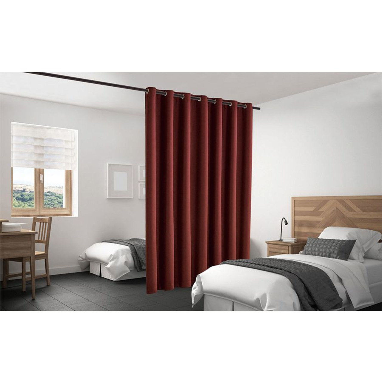 Blackout Room Divider Curtain Panel Thermal Insulated  Burgundy Color