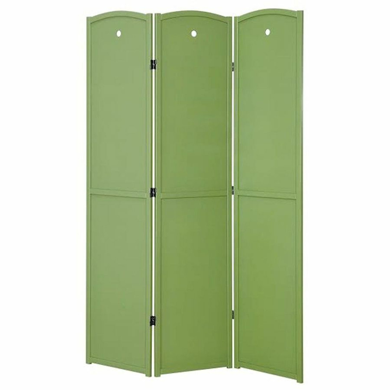 Room Divider 3 Panel Solid Wood Green