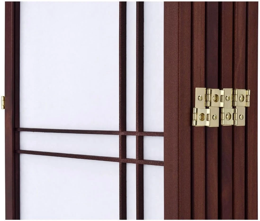 Room Divider Privacy Folding Screen Lattice Design Espresso Color