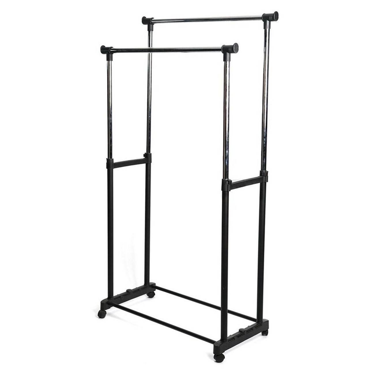 Adjustable Double Rod Garment Rack on Wheels, Heavy Duty New