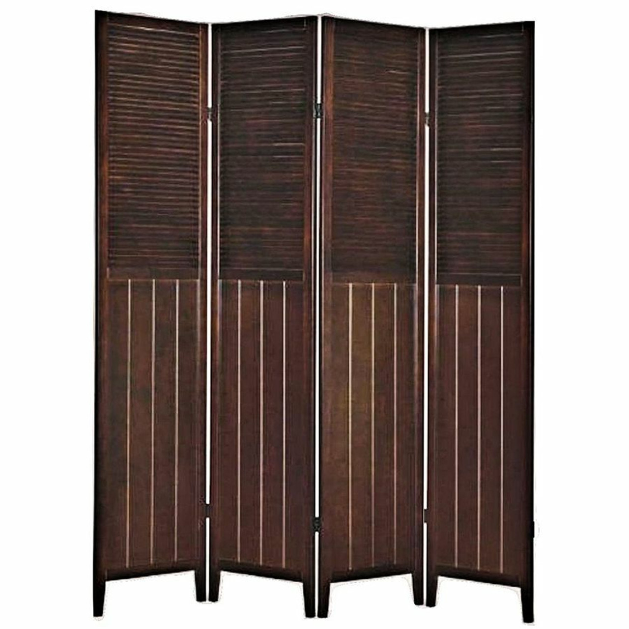 4 Panel Room Divider Shutter Louver Espresso Finish