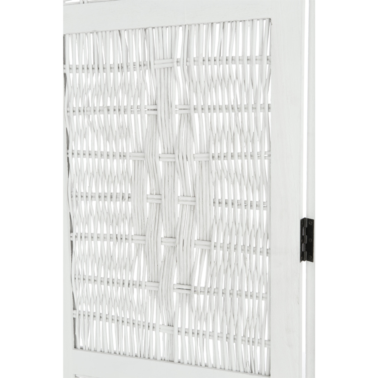 Room Divider 3 Panel Wicker Weave Design with a Diamond Shaped Accent, White or Brown Color
