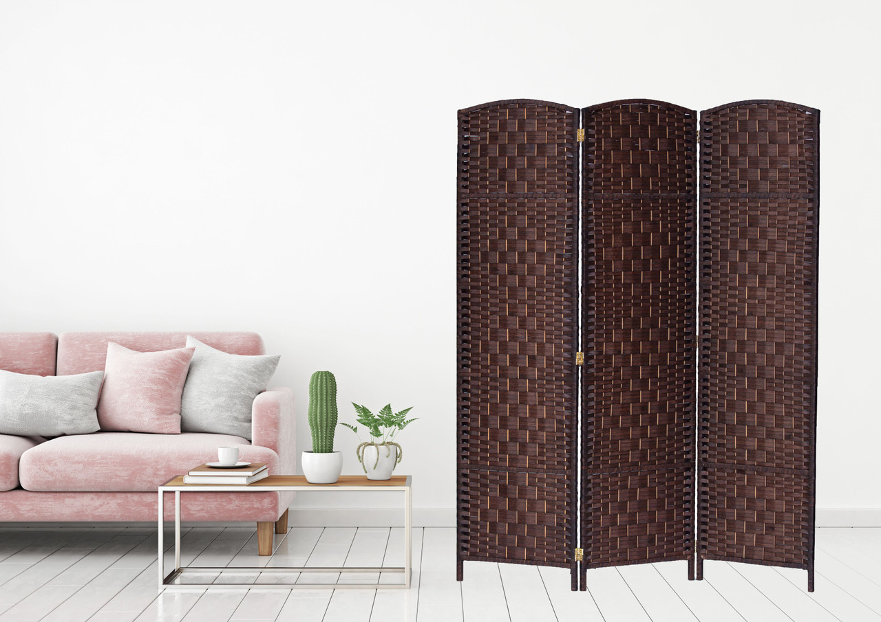 3 Panel Room Divider Privacy Screen Diamond Weave Fiber