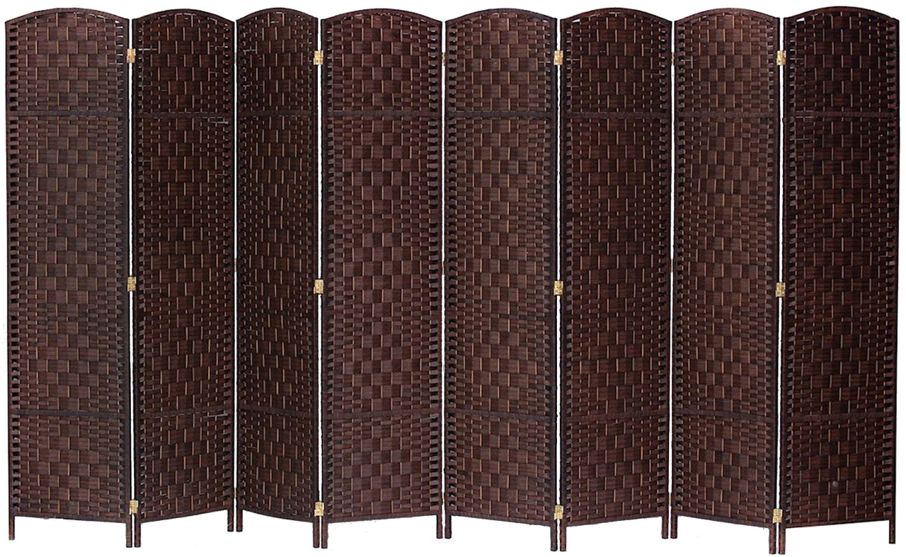 8 Panel Room Divider Privacy Screen Diamond Weave Bamboo Fiber - Thumbnail 2