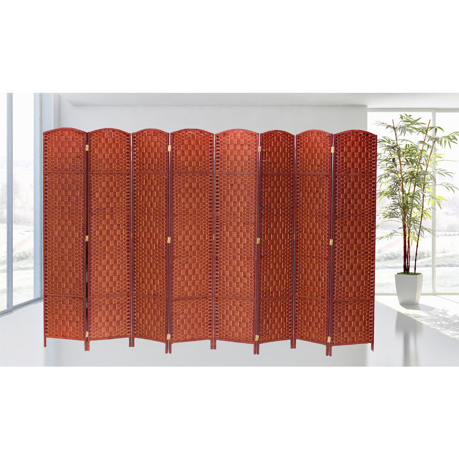 8 Panel Room Divider Privacy Screen Diamond Weave Bamboo Fiber - Thumbnail 4