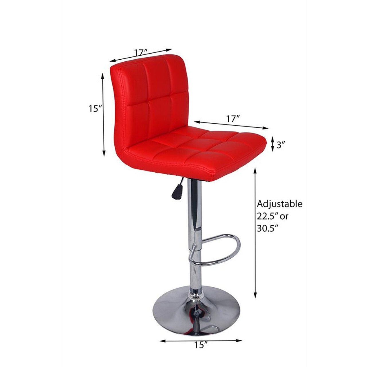 Set of 2 Adjustable Swivel Bar Stools  Red Color