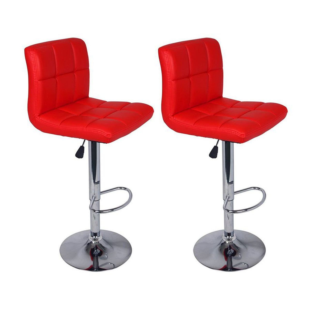 Set of 2 Adjustable Swivel Bar Stools  Red Color