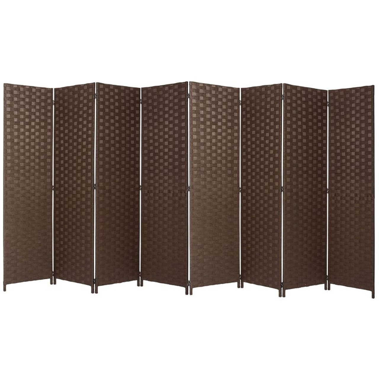 Room Divider 8 Panel Weave Design Fiber Black, Beige, Ivory, or Brown Color