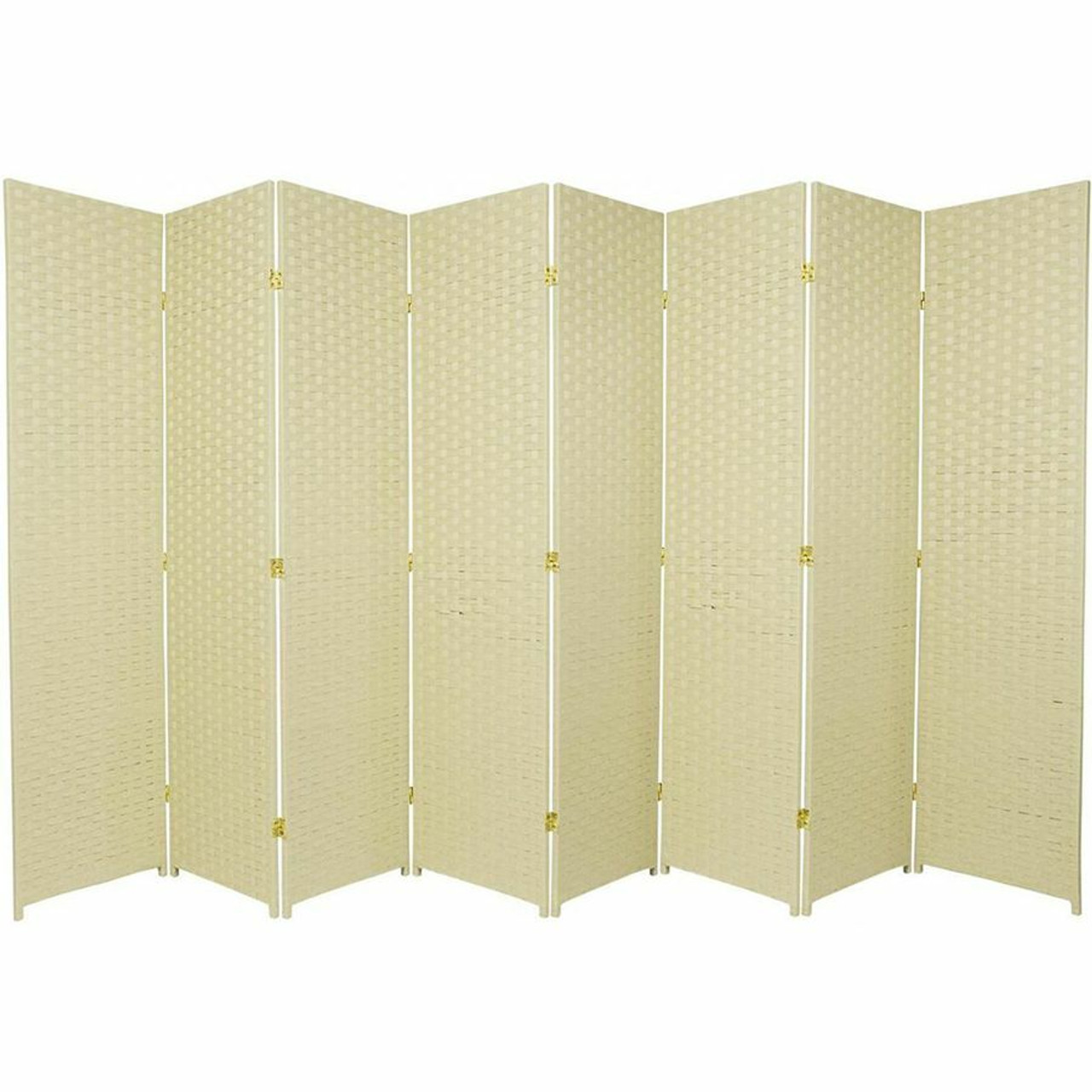 Room Divider 8 Panel Weave Design Fiber Black, Beige, Ivory, or Brown Color