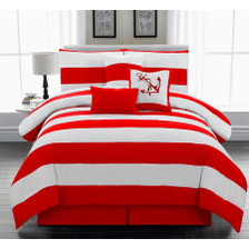 7 pc Microfiber Nautical Themed Comforter Set in Red  7 pc Microfiber Nautical Themed Comforter Set in Red