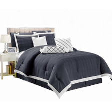 9 pc Pleated Microfiber Comforter Set in Grey Color
