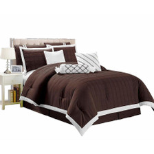 9 pc Pleated Microfiber Comforter Set in Brown Color