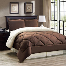 3pc Down Alternative Reversible Comforter Set in Brown 3pc Down Alternative Reversible Comforter Set in Brown