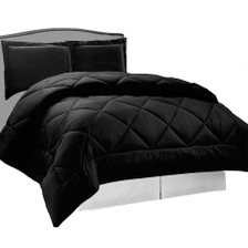 3 pcs Down Alternative Reversible Comforter Set in Black Color 3 pcs Down Alternative Reversible Comforter Set in Black Color